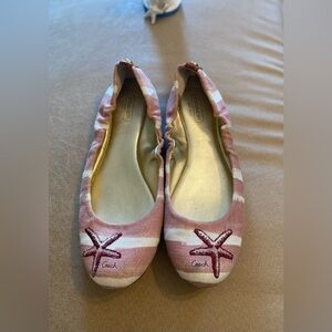 Coach Starfish Embroidered Pink and White Flats